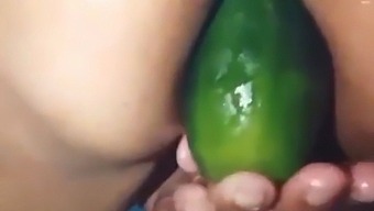 Stepdaughter Watches As Her Stepmom Enjoys A Large Cucumber, Sending Proof Of Her Open Ass